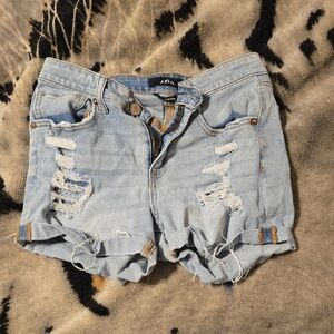 AC/DC Blue Jean Shorts Distressed Denim